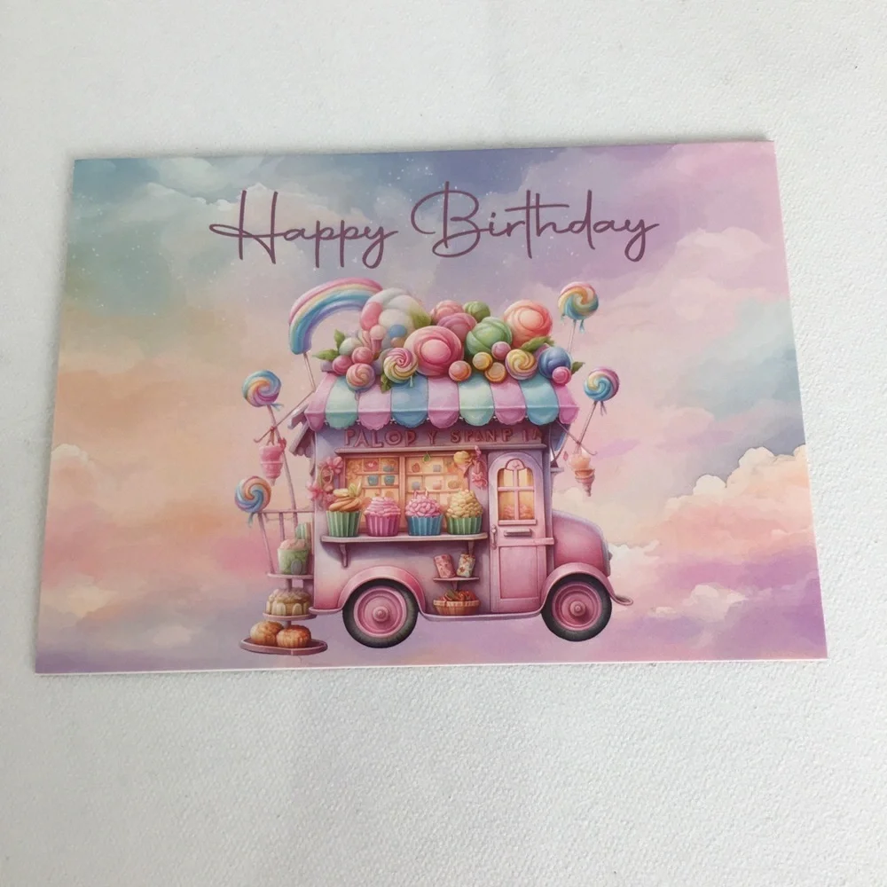 Assortment of 20 Cupcake Birthday Cards Pastel Pink Purple With Envelopes NEW